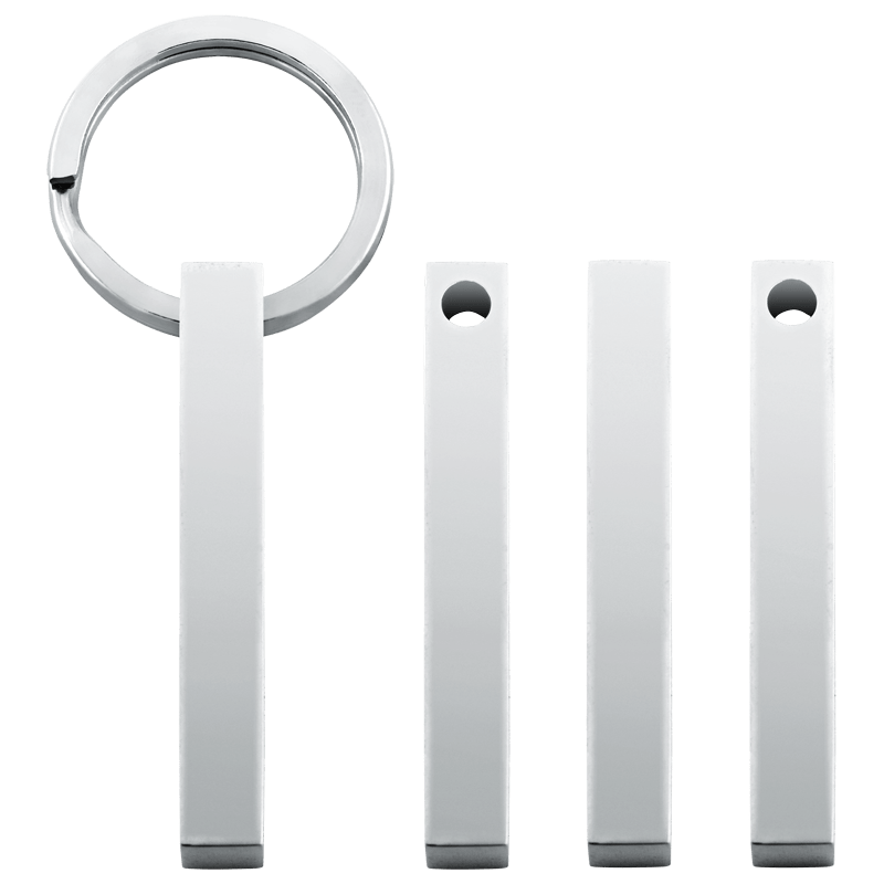 Rectangular Engraved Key Rings 3D Rectangular Bar Engraved Keyring