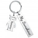 Engraved Rectangle Personalised Keyring with Boy Charm