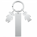 Engraved Rectangle Personalised Keyring with Boy and Girl Charms