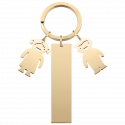 Engraved Rectangle Personalised Keyring with Boy and Girl Charms