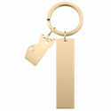Personalised Engraved Rectangle Keyring with Cat Charm
