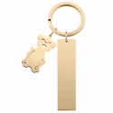 Personalised Engraved Rectangle Keyring with Dog Charm