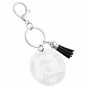 Personalised Acrylic Monogram Keyring – Engraved Names with Tassel