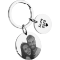 Personalised 2 Circles with Photo Engraved Keyring