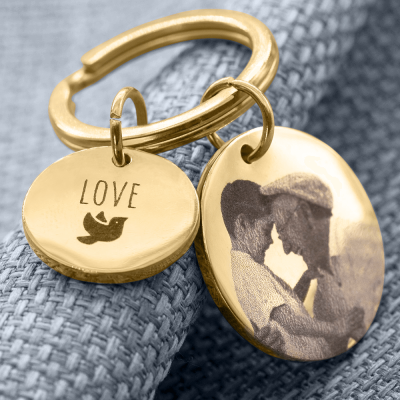 2 circles engraved keyring with picture