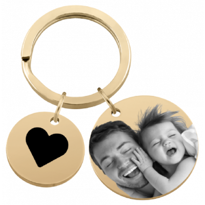 2 circles engraved keyring with picture