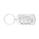 Personalised Family Illustration Keyring – Engraved Military Tag