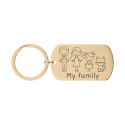 Personalised Family Illustration Keyring – Engraved Military Tag