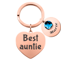 Personalised Engraved Heart with 1 Birthstone Keyring