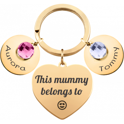 Heart keyring with 2 Birthstones