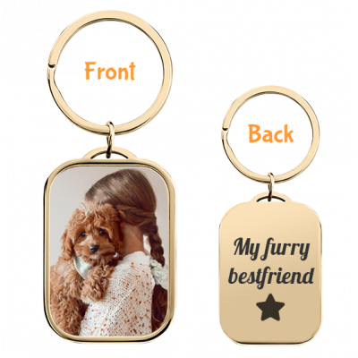 Personalised Luxury Rectangle Keyring with Dog...