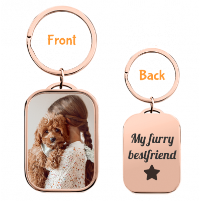 Personalised Luxury Rectangle Keyring with Dog...