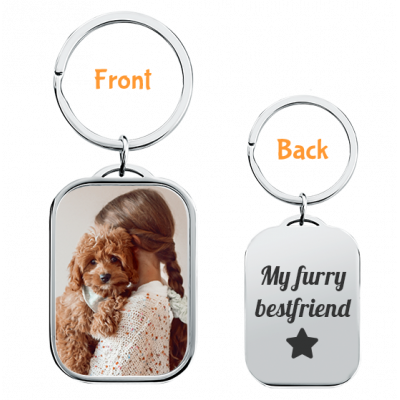 Personalised Luxury Rectangle Keyring with Dog...