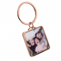 Personalised Luxury Square Keyring with Dog or Cat Photo and Engraved Names