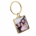 Personalised Luxury Square Keyring with Dog or Cat Photo and Engraved Names