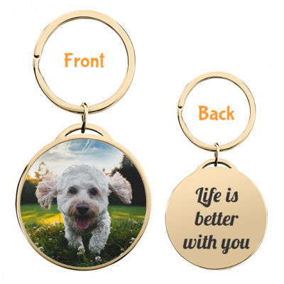 Personalised Luxury Circle Keyring with Dog or...