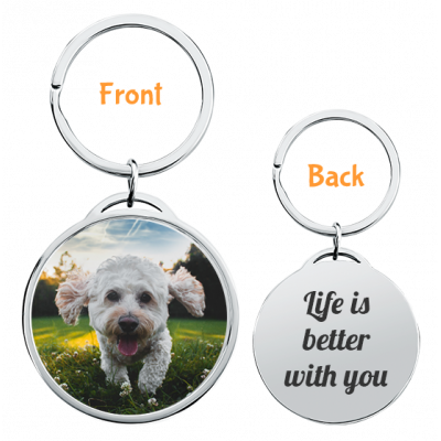 Personalised Luxury Circle Keyring with Dog or...