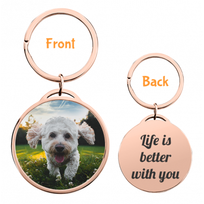 Personalised Luxury Circle Keyring with Dog or...