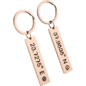 Set of 2 Personalised Keyrings – Matching Engraved Coordinates & Message