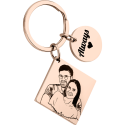 Personalised Square Keyring – Turn Your Photo into an Engraved Drawing