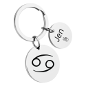 Personalised Round Keyring – Zodiac Sign Design & Custom Engraved Text