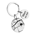 Personalised Geo-Map Keyring – Custom Location Design & Engraved Coordinates
