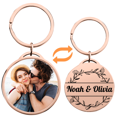 Personalised Floral Keyring with Photos and...