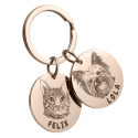 Double Round Pet Keyring—Customize with Two Pets' Photos and Names