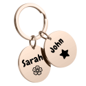 Double Round Pet Keyring—Customize with Two Pets' Photos and Names