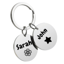 Double Round Pet Keyring—Customize with Two Pets' Photos and Names