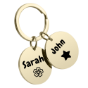 Double Round Pet Keyring—Customize with Two Pets' Photos and Names