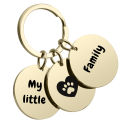 Triple Round Pet Photo Keyring—Personalise with Three Dogs or Cats' Pictures and Names