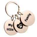 Triple Round Pet Photo Keyring—Personalise with Three Dogs or Cats' Pictures and Names