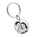 Personalised Couples Photo Round Keyring—Add Your Picture and Text